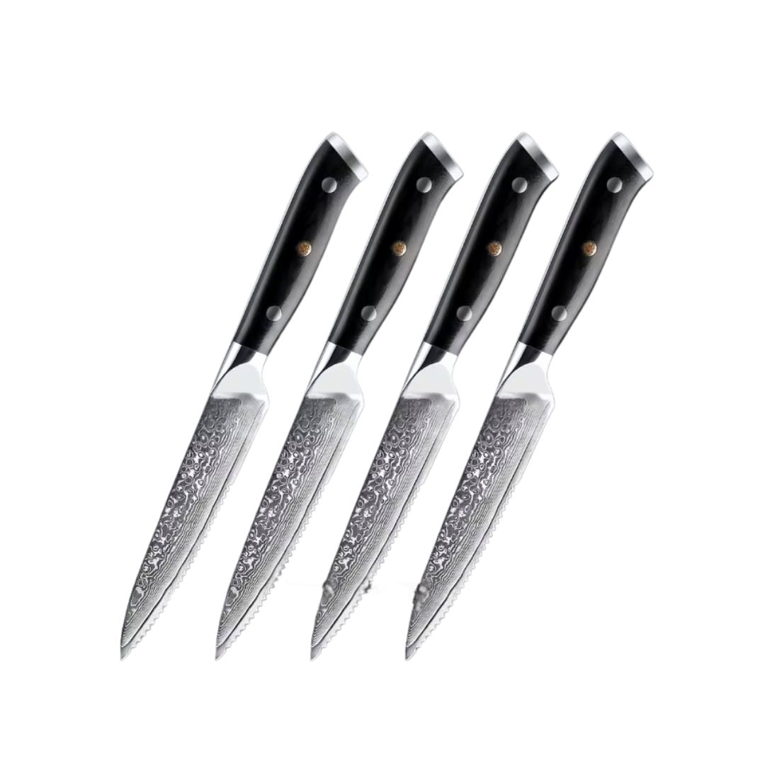 Lot de 4 Couteaux à steak – Série Fleur Noire