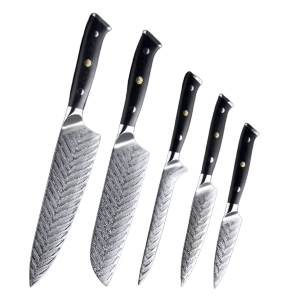Set de 5 Couteaux Japonais – Série Fleur Noire