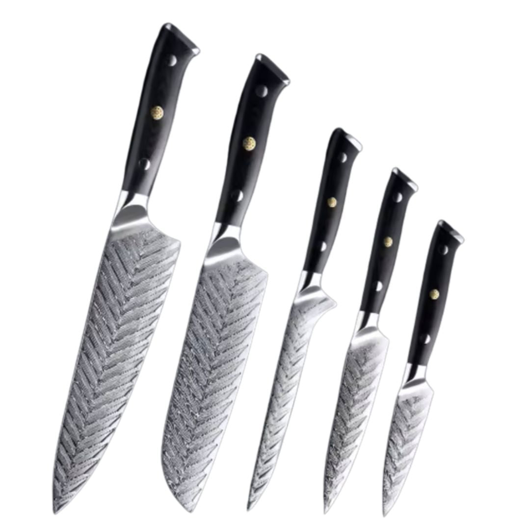 Set de 5 Couteaux Japonais – Série Fleur Noire