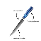 Lot de 6 Couteaux à steak – Série Nuage Bleu